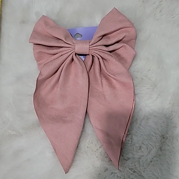 🩷🎀 Blush Pink Suede Hair Bow Clip - Picture 1 of 4